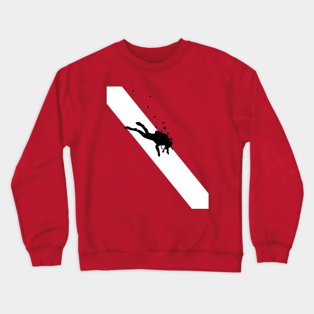 Vintage Dive Flag Scuba Diving Classic Red White Crewneck Sweatshirt by TeeCreations